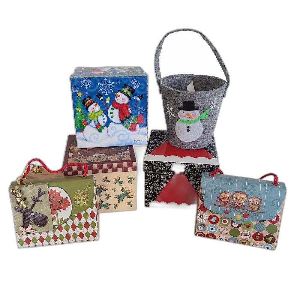 Christmas XMas Holiday Gift Box Wrapping Lot - Six Items!